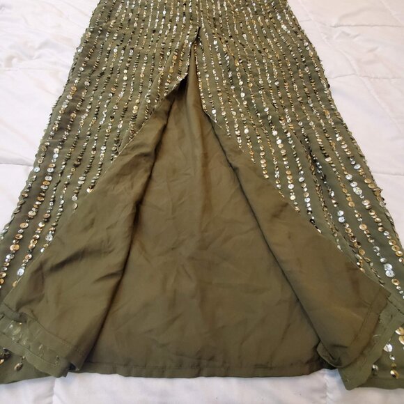 Mac Duggal Sleeveless Sequin Column Gown Olive Green 93603 Size 10 - Picture 11 of 11